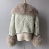 Jxwatcher Wool Coat for Women Real Mongolian Fur Collar Cuffs Winter Fashion Solid Color Tweed Cropped Jacket Fall New Arrival