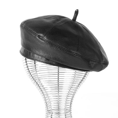 100% Real Leather Beret Hat