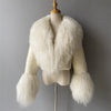 Jxwatcher Wool Coat for Women Real Mongolian Fur Collar Cuffs Winter Fashion Solid Color Tweed Cropped Jacket Fall New Arrival