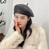 100% Real Leather Beret Hat