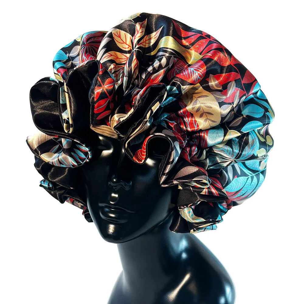 Women Satin Bonnet Cap Double Layer Silk