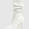 High-quality Pointed Toe Ladies Boots 11CM Stiletto Fashion Women Party Shoes Mid-Calf Boots Side Zipper Pleated High heels 42