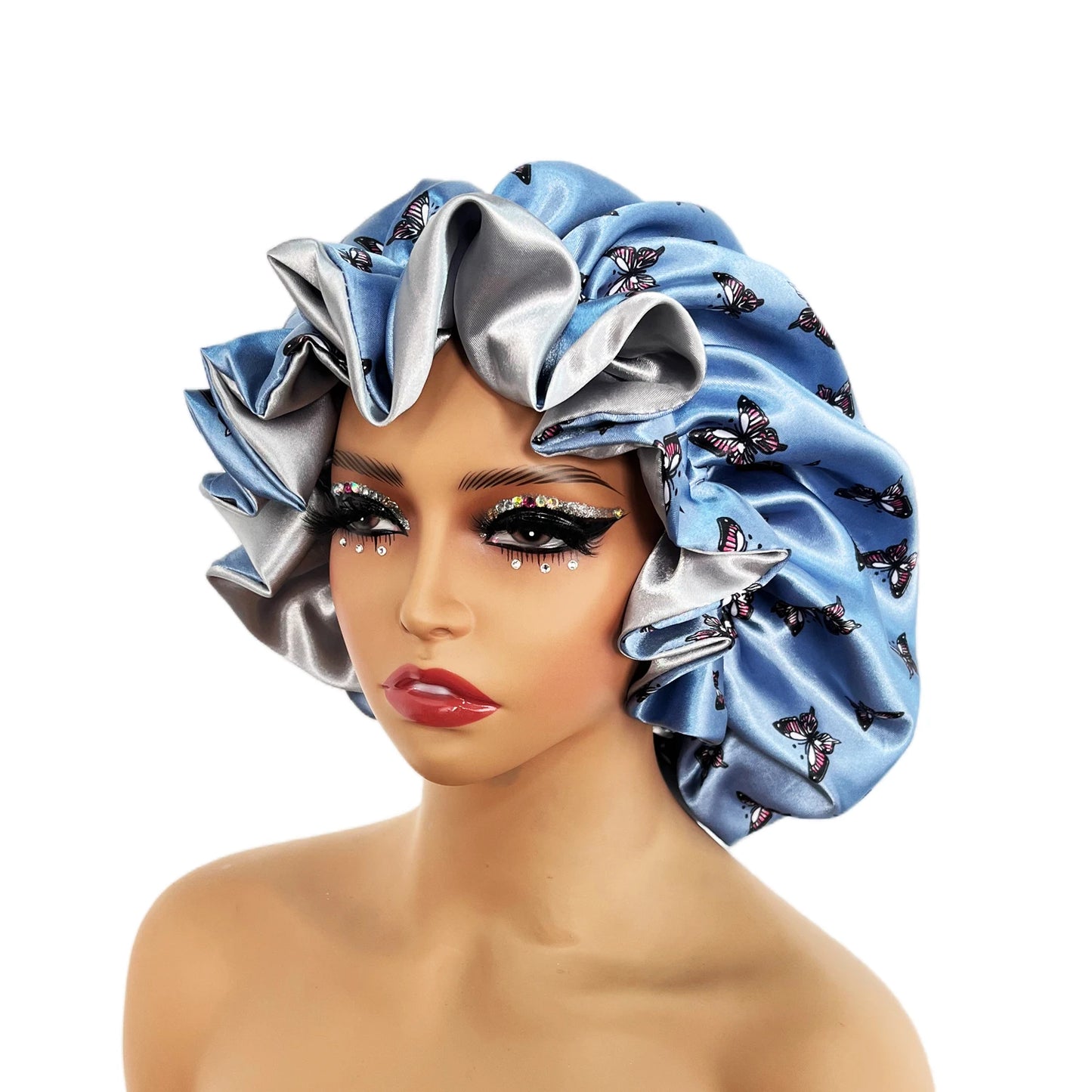 Women Satin Bonnet Cap Double Layer Silk