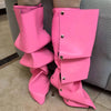High Heel Long Boots for Women Botte Winter Boots Shoes Botas Mujer Thin Heeled Pointed Denim Metal Button Shoe Zapatos De Mujer