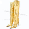 Zebra Print Knee High Boots Genuine Leather Mixed Color Slip-On Elegant Concise Fashion Women Shoes New Pointed Toe Thin Heels