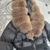 Long Winter Coat. Real Big Fox Fur Collar Belt Loose Puffer
