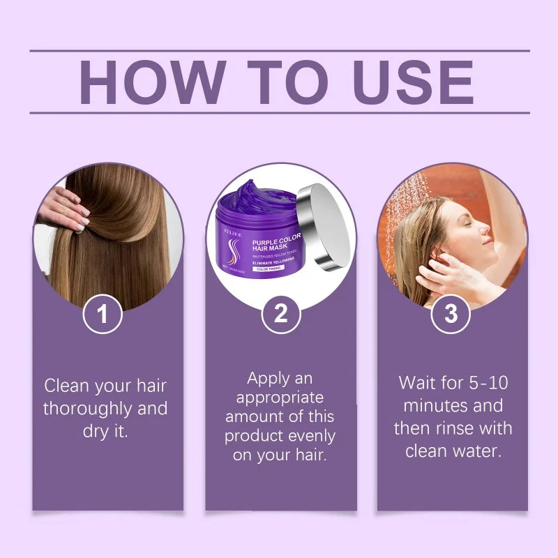 Purple Keratin Hair Mask Fast Repair for Dry Frizz Damaged Hair