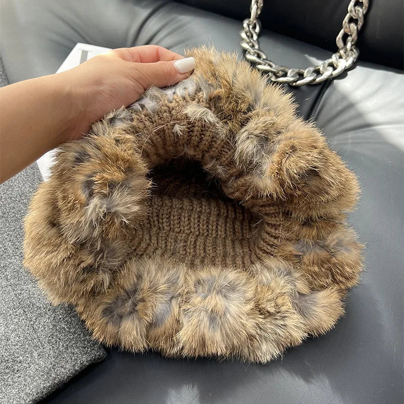 New Real Soft Natural Rabbit Fur Hats