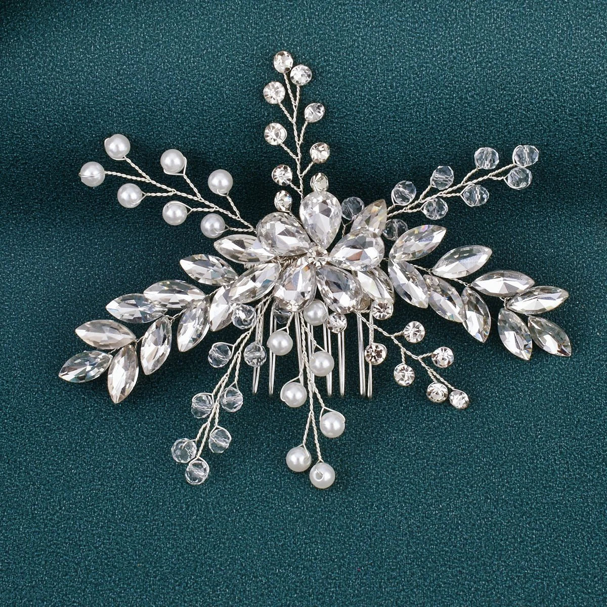 DZ099 Vintage Bridal Hair Accessories Shiny Rhinestones Handmade Women Tiara Leaves Wedding Hair Comb Flower Bridal Hairpins