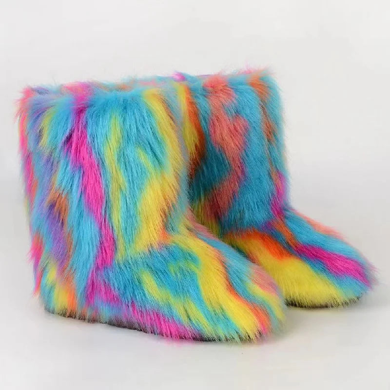 Fluffy Mid-calf Boots