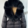 Real Fox Fur Puffer Hooded Coat. Thick Warm Waterptoof