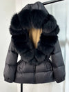 Real Fox Fur Puffer Hooded Coat. Thick Warm Waterptoof