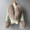 Jxwatcher Wool Coat for Women Real Mongolian Fur Collar Cuffs Winter Fashion Solid Color Tweed Cropped Jacket Fall New Arrival