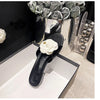High End Luxury Flower Slippers Women Camellia Shoes Open Toe Slides Femme Outside&Home Pantuflas Sandals Ladies Flip Flops