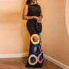 Sexy Hollow Patchwork Colorful Dot Long Dresses Elegant Women O Neck Slim A-Line Party Dress Spring Summer Sleeveless Maxi Dress