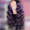 Ying Highlight Purple Colored 13X6 Body Wave Human Hair Lace Frontal Wigs 180% Brazilian Remy 13x4 Transparent Lace Front Wig