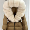 Real Fox Fur Puffer Hooded Coat. Thick Warm Waterptoof