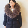 Real Fox Fur Puffer Hooded Coat. Thick Warm Waterptoof