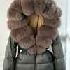 Real Fox Fur Puffer Hooded Coat. Thick Warm Waterptoof