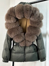 Real Fox Fur Puffer Hooded Coat. Thick Warm Waterptoof