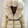 Real Fox Fur Puffer Hooded Coat. Thick Warm Waterptoof