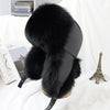 100% Real Silver Fox Fur Bomber Hat Raccoon Fur Real Leather
