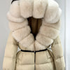 Real Fox Fur Puffer Hooded Coat. Thick Warm Waterptoof