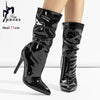 High-quality Pointed Toe Ladies Boots 11CM Stiletto Fashion Women Party Shoes Mid-Calf Boots Side Zipper Pleated High heels 42