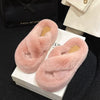 Woman Furry Ladies Faux Fur Luxury Fluffy Plush Slipper House Fuzzy Girl Platform Indoor Flat Casual sandals Round Toe Winter
