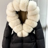 Real Fox Fur Puffer Hooded Coat. Thick Warm Waterptoof