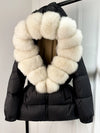Real Fox Fur Puffer Hooded Coat. Thick Warm Waterptoof
