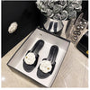 High End Luxury Flower Slippers Women Camellia Shoes Open Toe Slides Femme Outside&Home Pantuflas Sandals Ladies Flip Flops