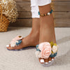 Women's Flower Flat Slippers New Summer Female Beach Shoes Fashion Open Toe Casual Slides Shoes for Women Outdoor Ladies Sandals
