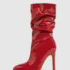 High-quality Pointed Toe Ladies Boots 11CM Stiletto Fashion Women Party Shoes Mid-Calf Boots Side Zipper Pleated High heels 42