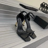 High quality new letter and black super-high heels with a thin heel with a line strap fashion sandal lady
