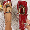 Wine Red Fashion Metal Footwear Women Slippers Flip Flops Summer Beach Female Slides Slippers Luxury Ladies Flats Sandals Shoes