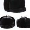 Winter Thickened Genuine Mink Fur Bomber Hat For Man Black/Brown Tag Elderly Ear Warm Chapeau Motorcycle Russian Style Mink Caps