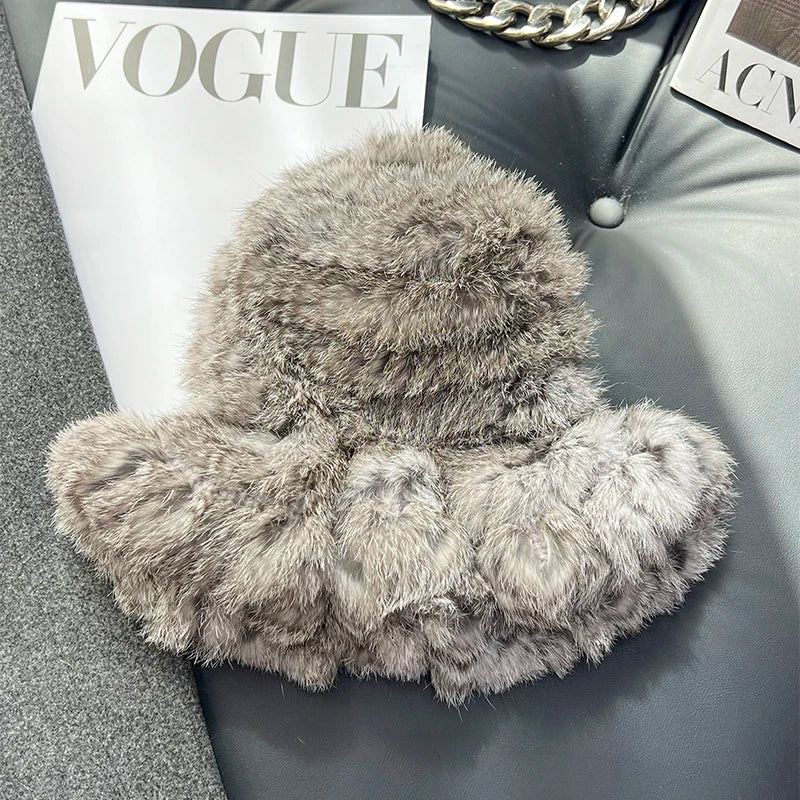 New Real Soft Natural Rabbit Fur Hats