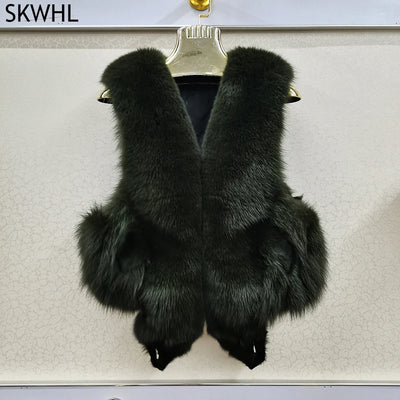 100% Genuine Real Fox Fur Vest Natural Soft Fox Fur