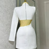 Waist and Back Exposed White Sexy Pearl Pendant Slim Dress