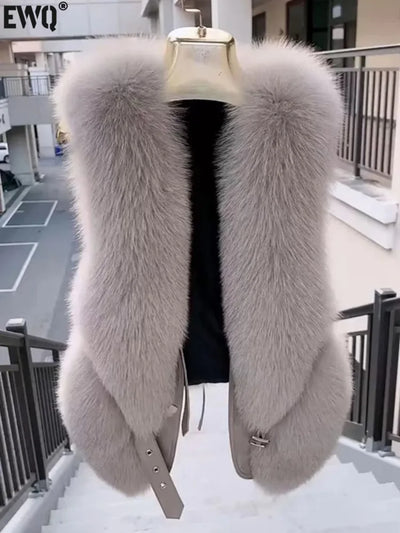 Faux Fur Belt Design Furry Vest