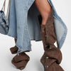 High Heel Long Boots for Women Botte Winter Boots Shoes Botas Mujer Thin Heeled Pointed Denim Metal Button Shoe Zapatos De Mujer