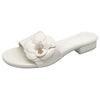 High End Luxury Flower Slippers Women Camellia Shoes Open Toe Slides Femme Outside&Home Pantuflas Sandals Ladies Flip Flops