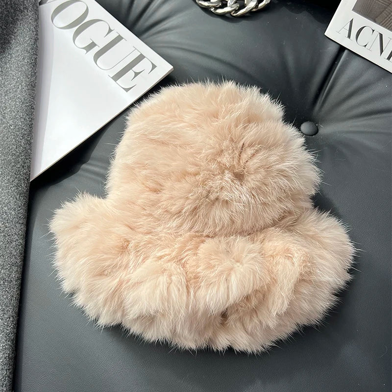 New Real Soft Natural Rabbit Fur Hats
