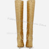 Zebra Print Knee High Boots Genuine Leather Mixed Color Slip-On Elegant Concise Fashion Women Shoes New Pointed Toe Thin Heels