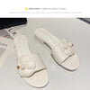 High End Luxury Flower Slippers Women Camellia Shoes Open Toe Slides Femme Outside&Home Pantuflas Sandals Ladies Flip Flops
