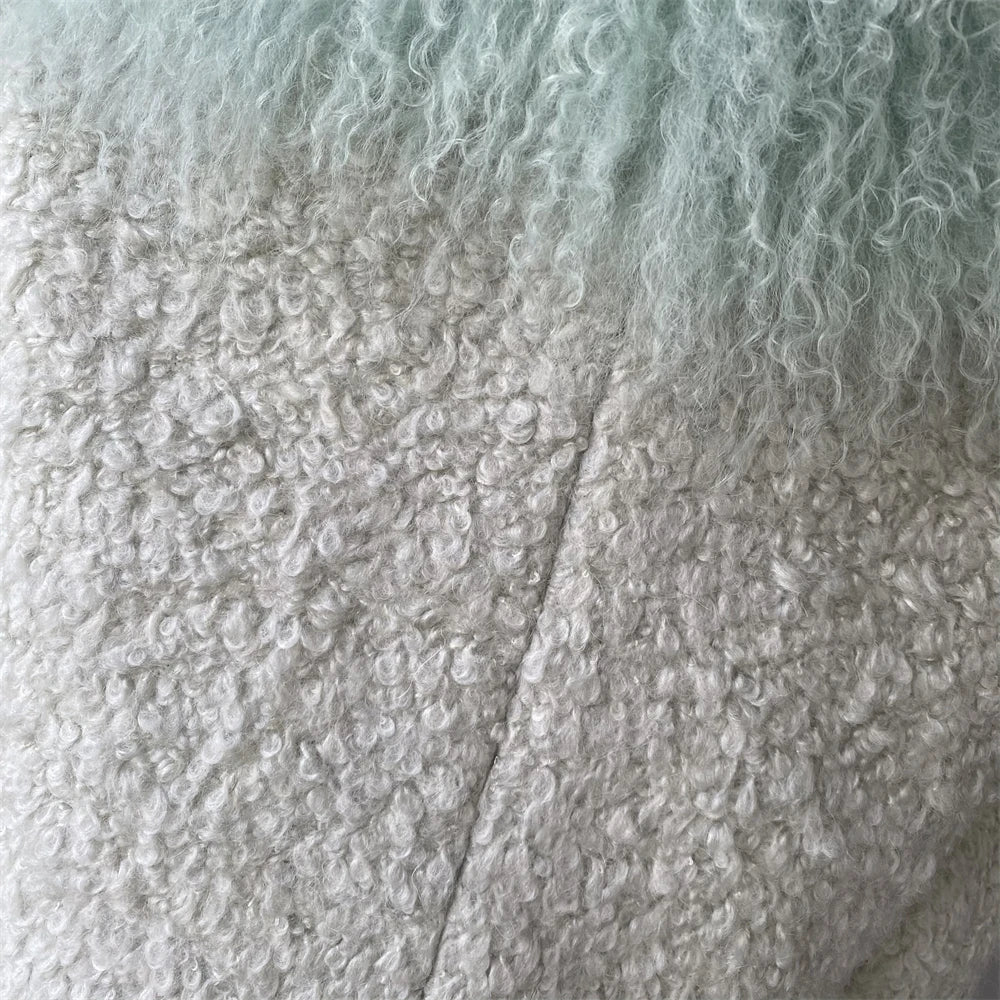 Jxwatcher Wool Coat for Women Real Mongolian Fur Collar Cuffs Winter Fashion Solid Color Tweed Cropped Jacket Fall New Arrival