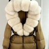 Real Fox Fur Puffer Hooded Coat. Thick Warm Waterptoof