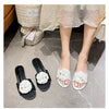 High End Luxury Flower Slippers Women Camellia Shoes Open Toe Slides Femme Outside&Home Pantuflas Sandals Ladies Flip Flops
