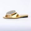 Fashion Design Women Flat Sandals 2023 Summer High Quality Women Gold Rhinestone Modern Slippers For Wedding Dress Party Shoes